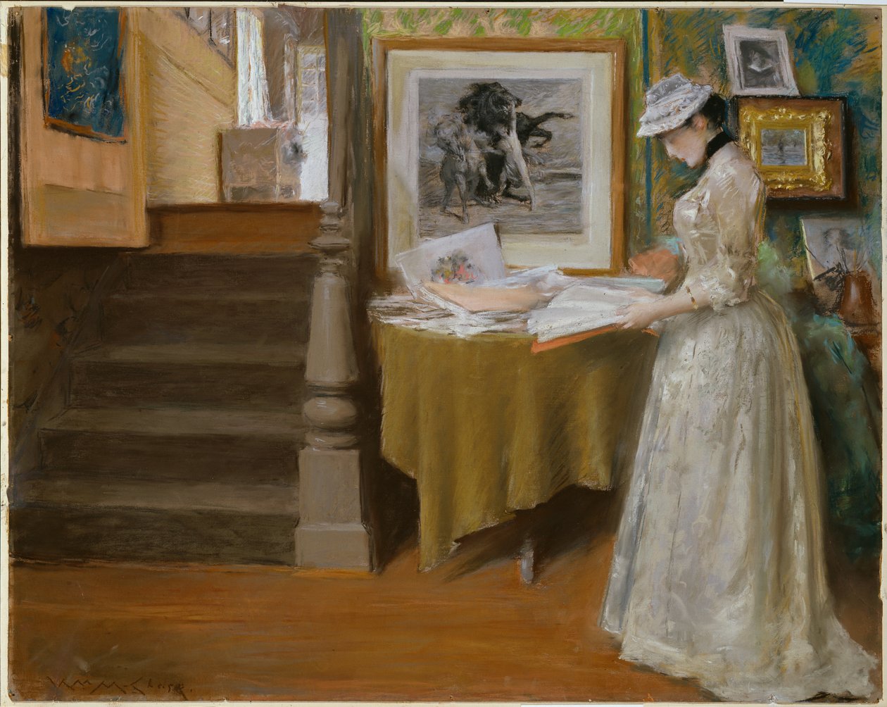 No estúdio, c.1892-93 (pastel sobre cartão) de William Merritt Chase