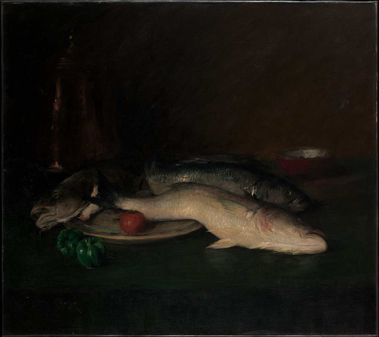 Natureza-morta: peixes de William Merritt Chase