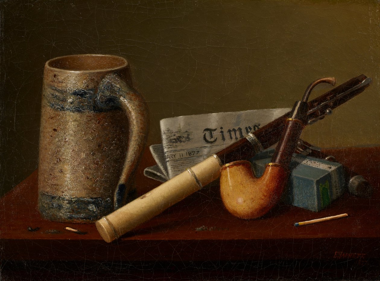 Natureza-morta com flauta e The Times de William Michael Harnett
