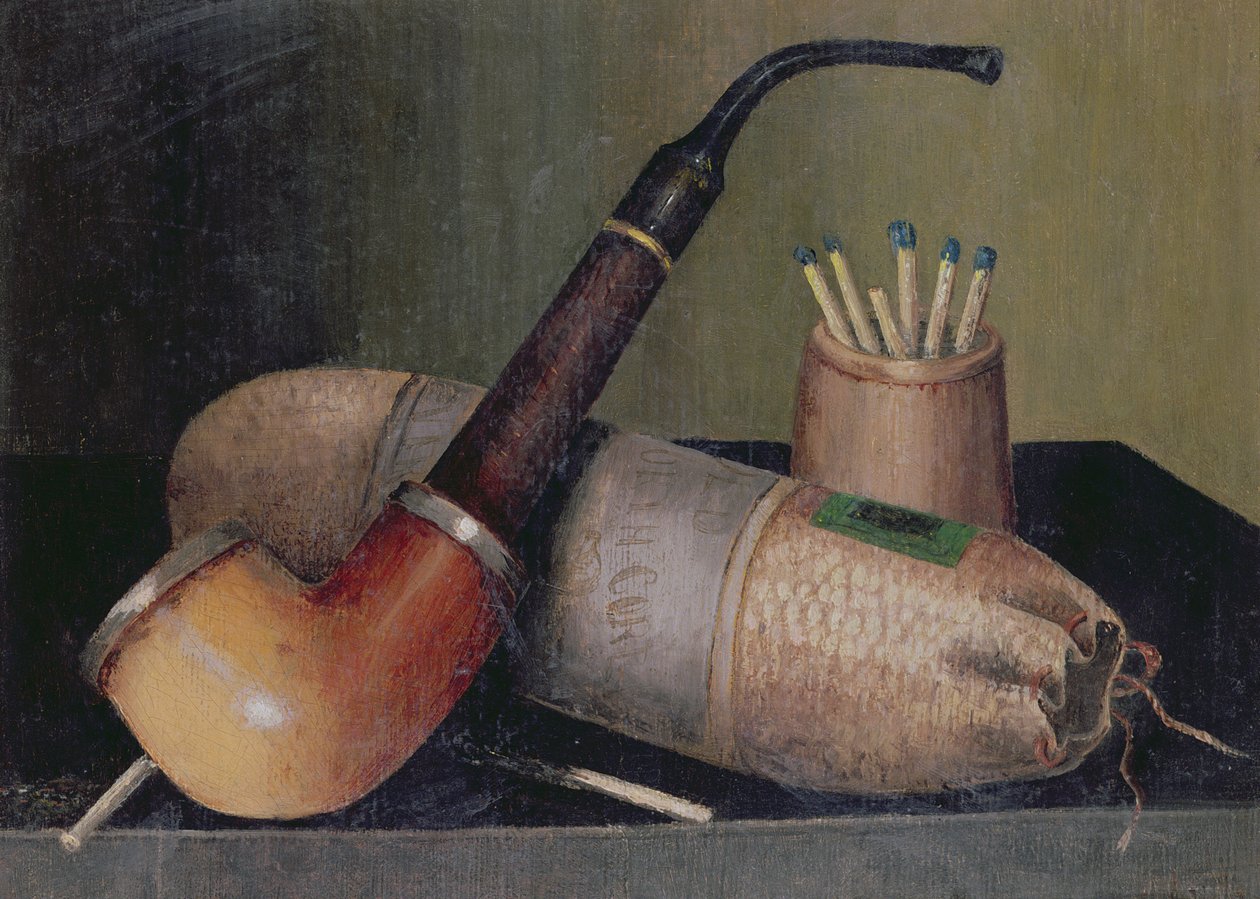Ainda vida com tubulação de William Michael Harnett