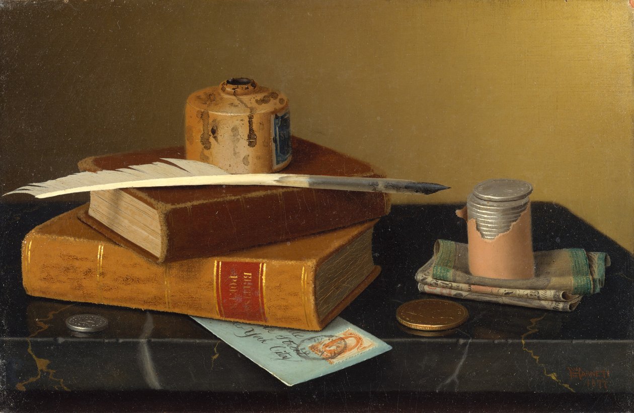 A mesa dos banqueiros, 1877. de William Michael Harnett