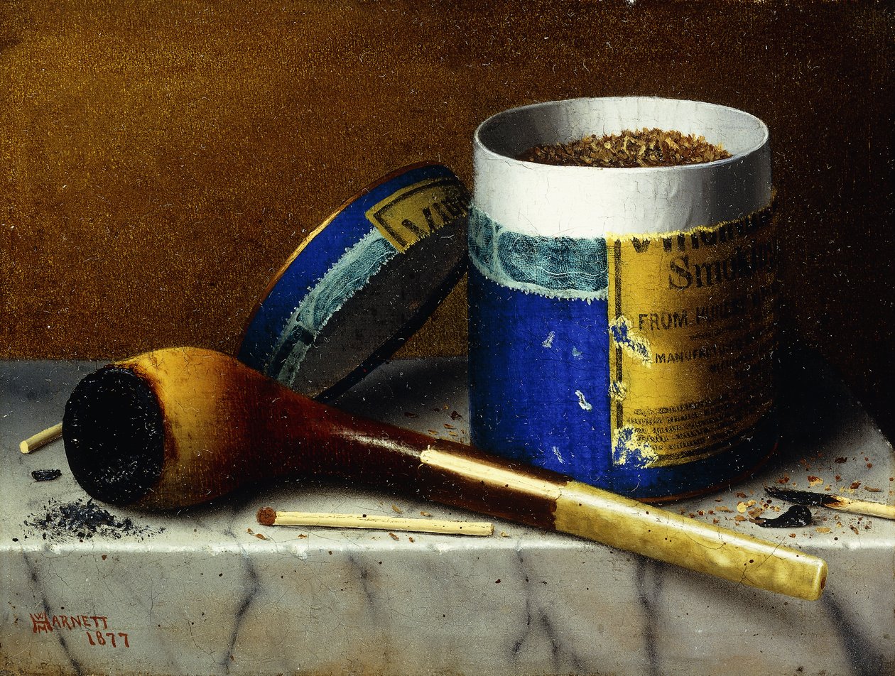 Tabaco e cachimbo, 1877 de William Michael Harnett