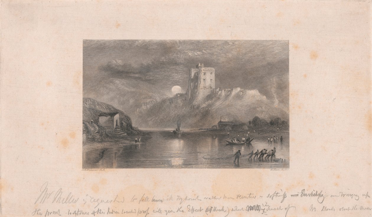 Castelo Norham - Nascer da Lua de William Miller