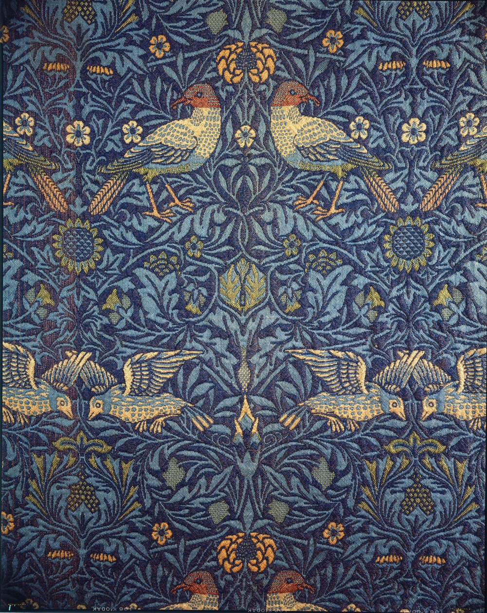 Pássaros. Tecido decorativo, 1878. de William Morris