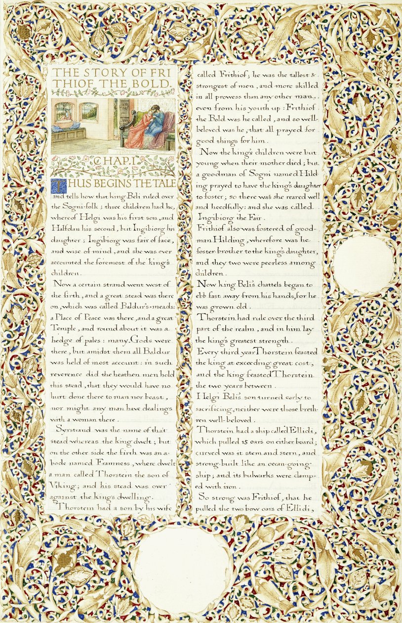 Manuscrito caligráfico e iluminado, c.1871-1873 de William Morris