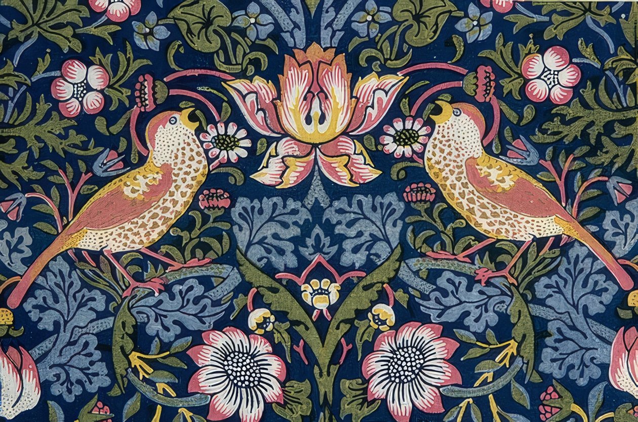 O ladrão de morango. Tecido de decoração (detalhe). 1883 de William Morris