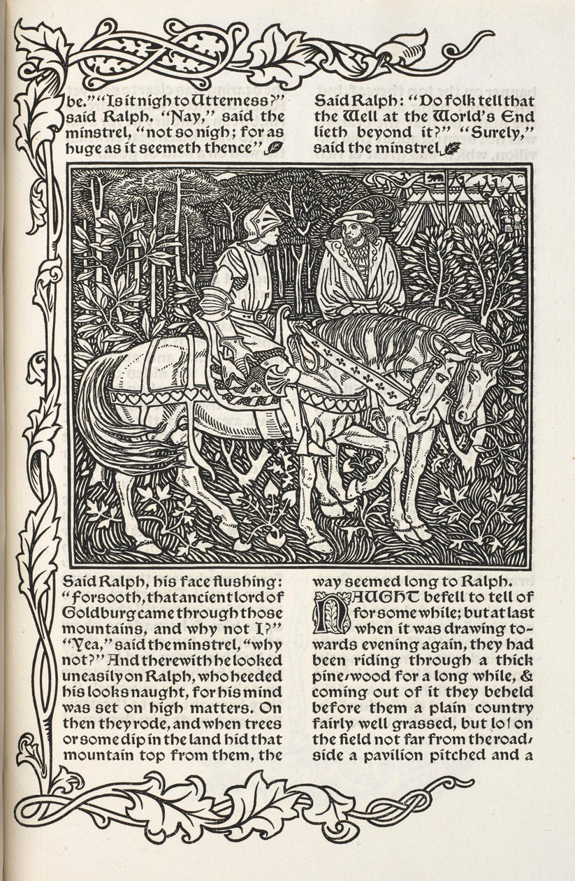 Ilustração para a história "O poço no fim do mundo". Ilustração e design de William Morris. de William Morris