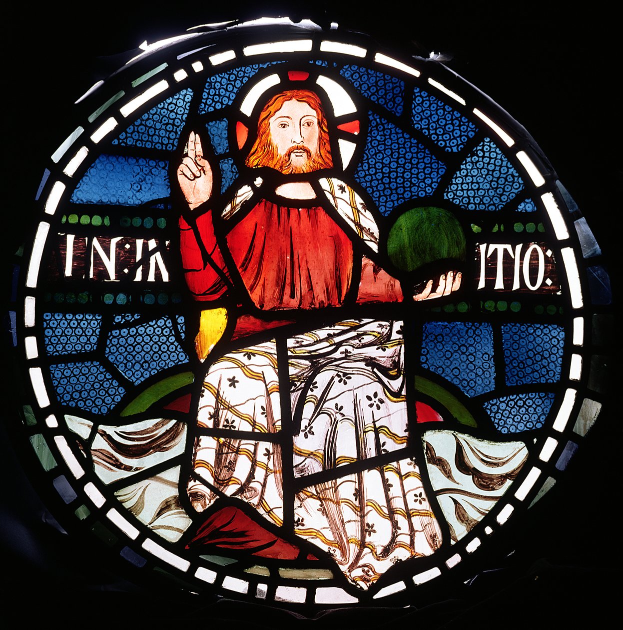 No começo, detalhe da janela de criação, 1861 detalhe de vidro manchado de 120153 de William Morris