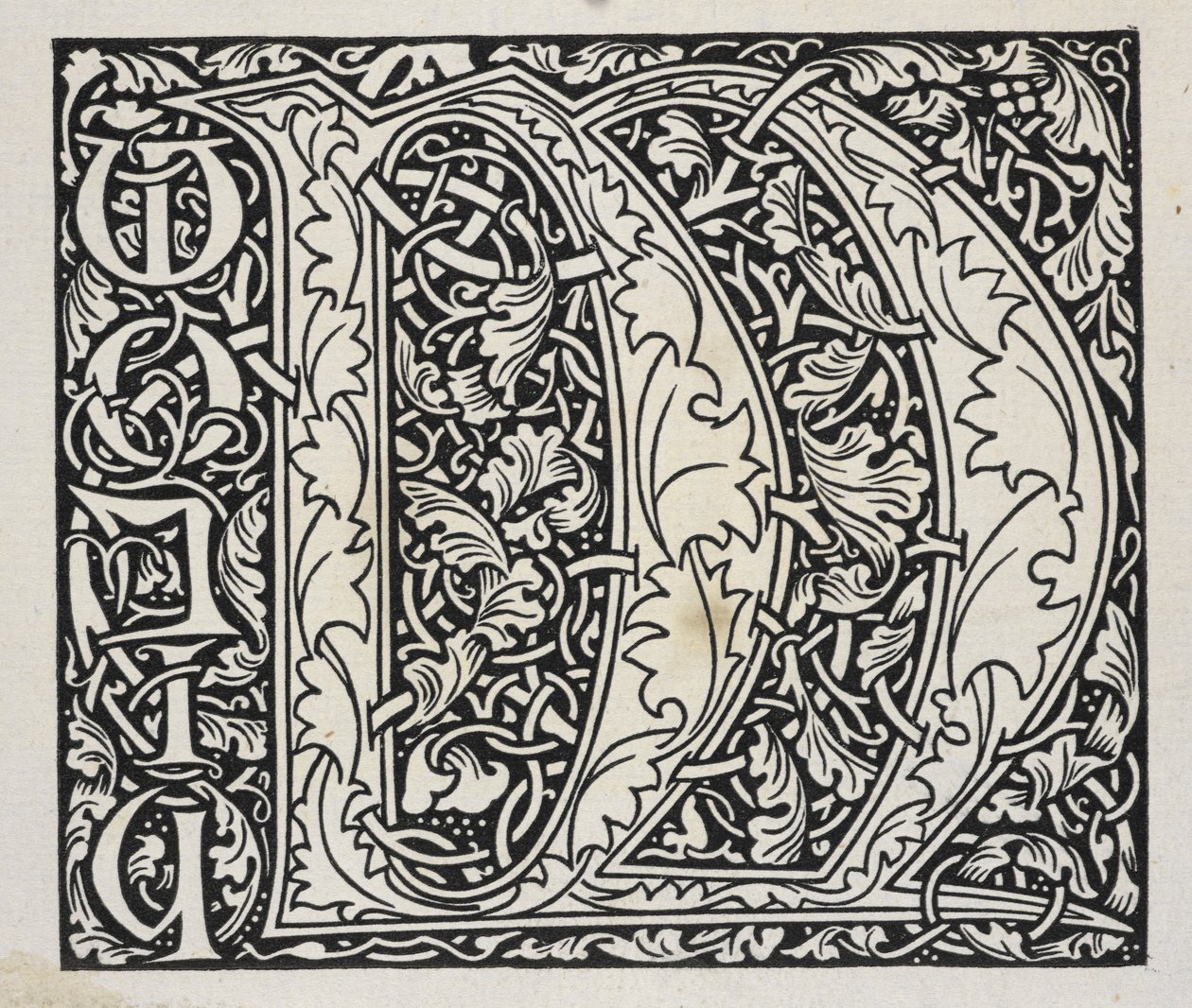 Inicial, a preto e branco. de William Morris