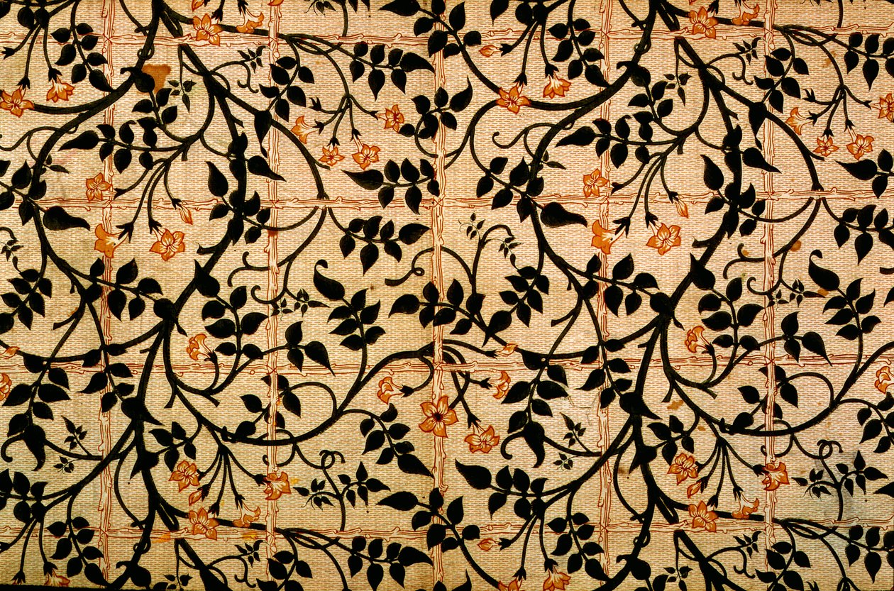 Design de cortina de trilha de jasmim, 1868-70 (algodão estampado) de William Morris