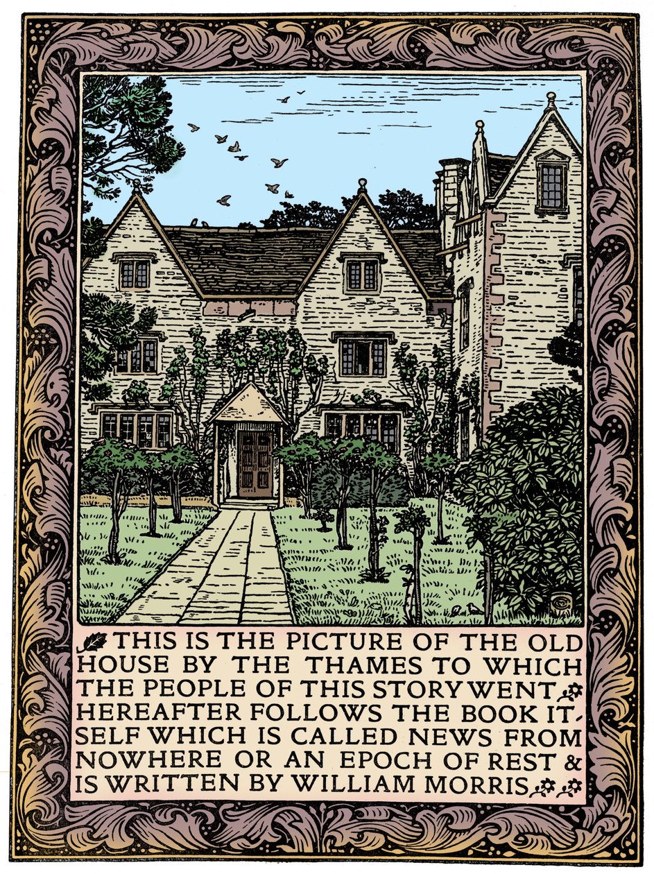 Kelmscott Manor, Gloucestershire, frontispício de News from Nowhere, c1892 1901 de William Morris
