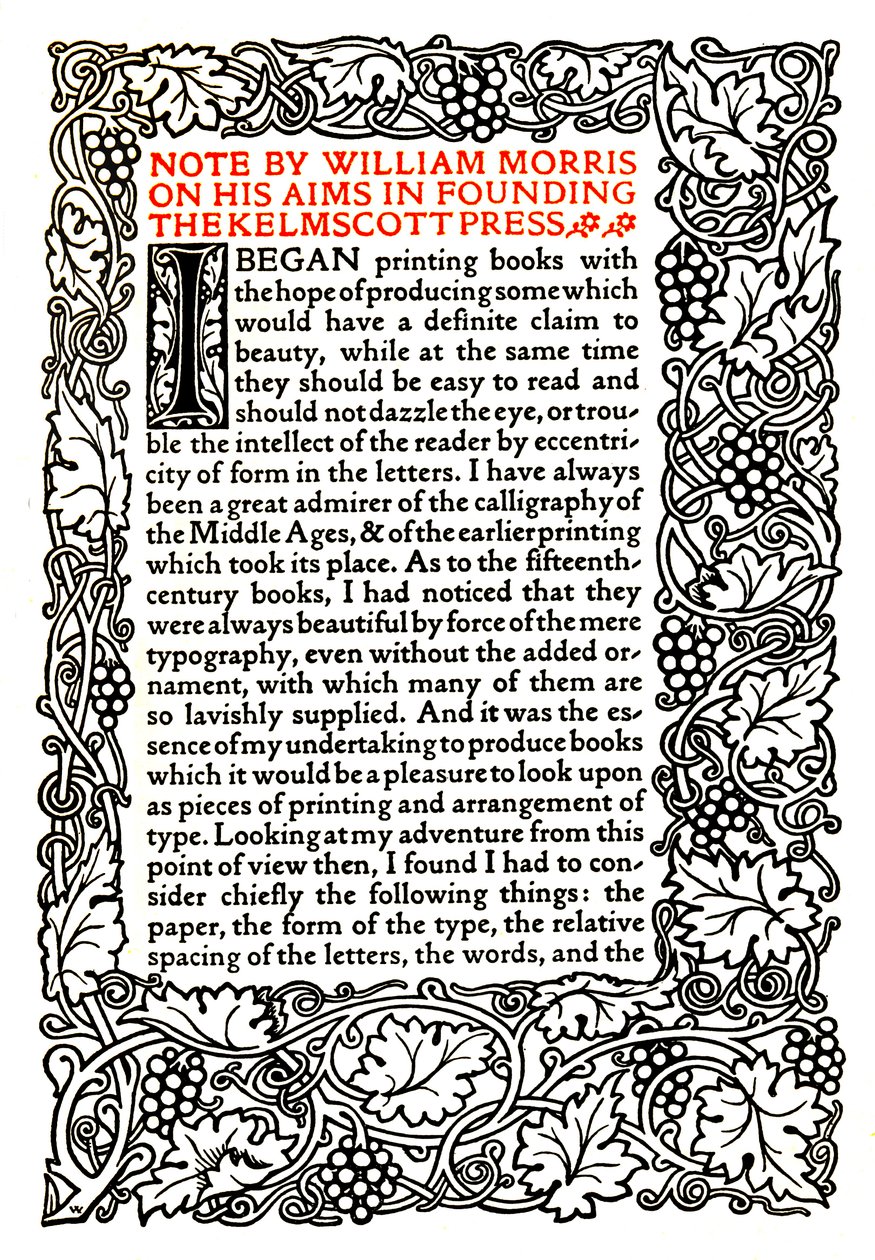 Kelmscott Press: Página impressa no Tipo Dourado, c.1895, 1914 de William Morris