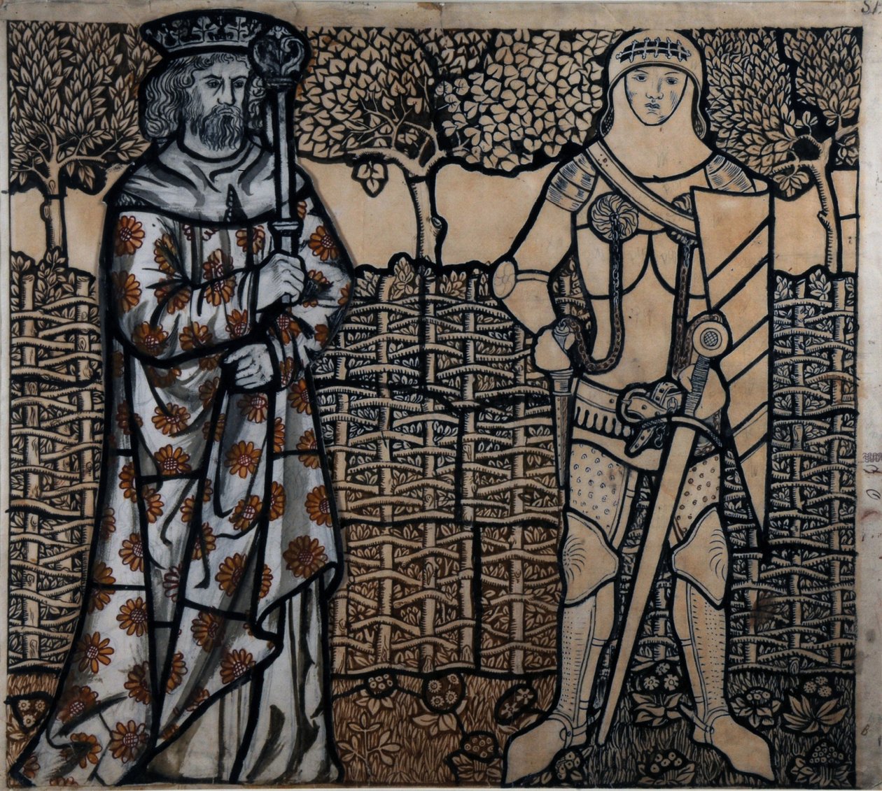 Rei Arthur e Sir Lancelot, 1862. de William Morris