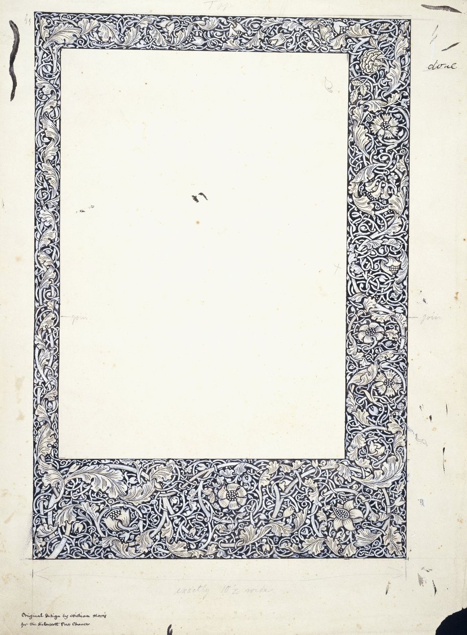 Desenho original para uma borda de página inteira de William Morris
