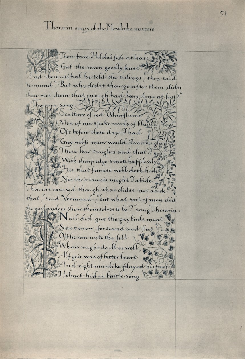 Página da História dos Moradores de Eyr, 1871. de William Morris