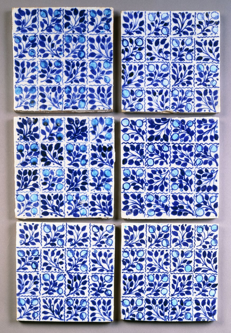 Sete azulejos quadrados &39;Small Bough&39; azuis William Morris de William Morris