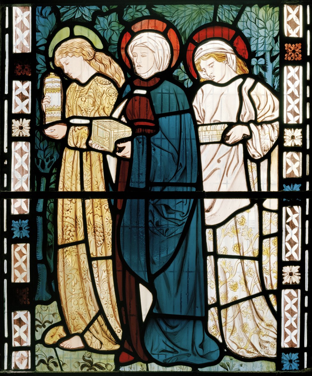 Três Marys no Sepulcro, 1862 (vitral) de William Morris