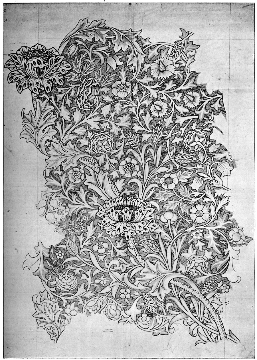 Linho estampado padrão Trent, 1892 1934. de William Morris