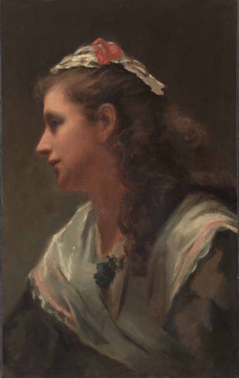 O seu primeiro modelo - Miss Russell, c.1873 (óleo sobre tela) de William Morris Hunt