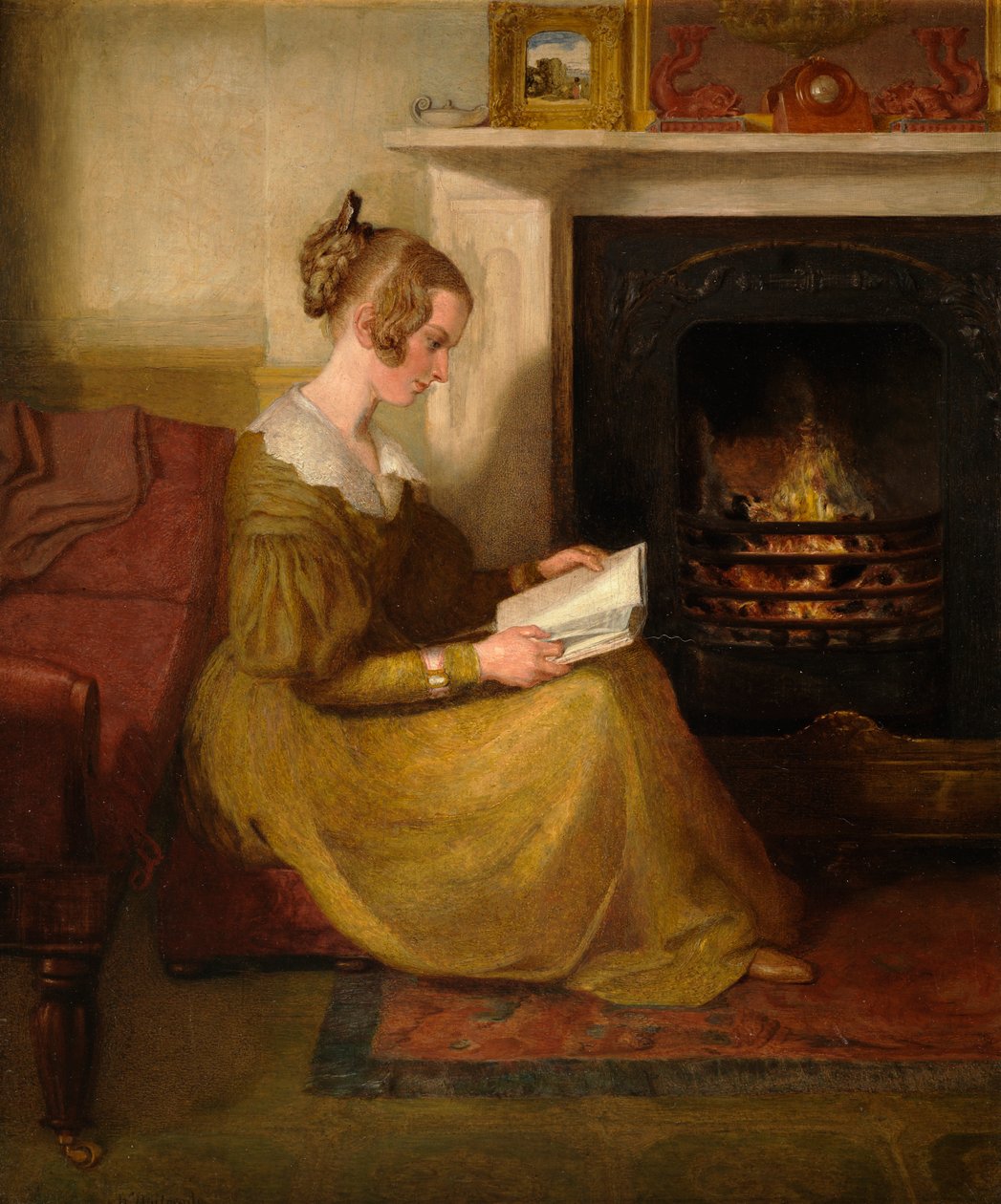 Uma leitura à lareira, c.1825 de William Mulready