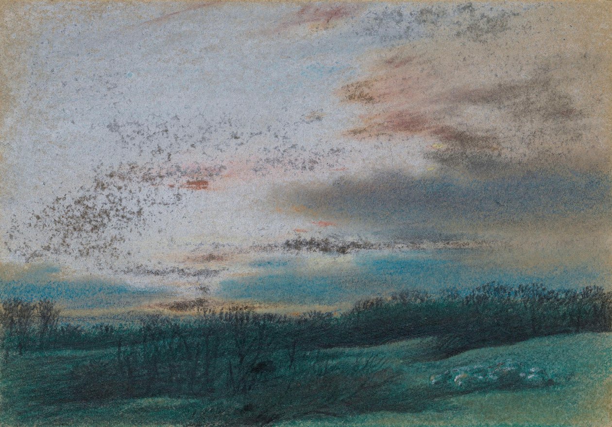 O mouro e as árvores mirradas ao pôr do sol de William Mulready