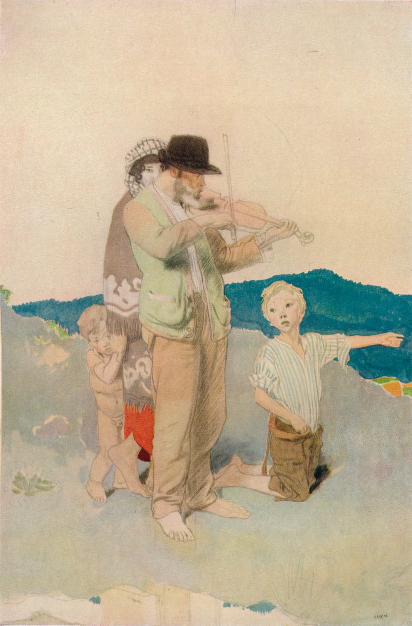 O violinista, estudo para o Grupo Central no casamento de Wayside, c1923 de William Newenham Montague Orpen