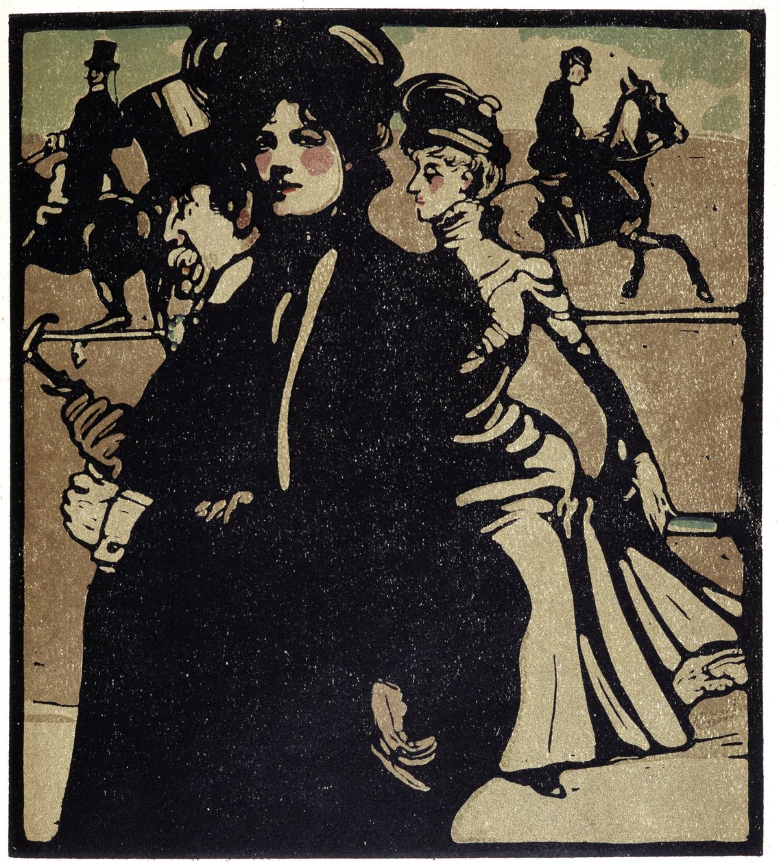 Aristocratas nas corridas, Londres - em "Types of London", de William Nicholson (1872-1949), ed Floury de William Nicholson
