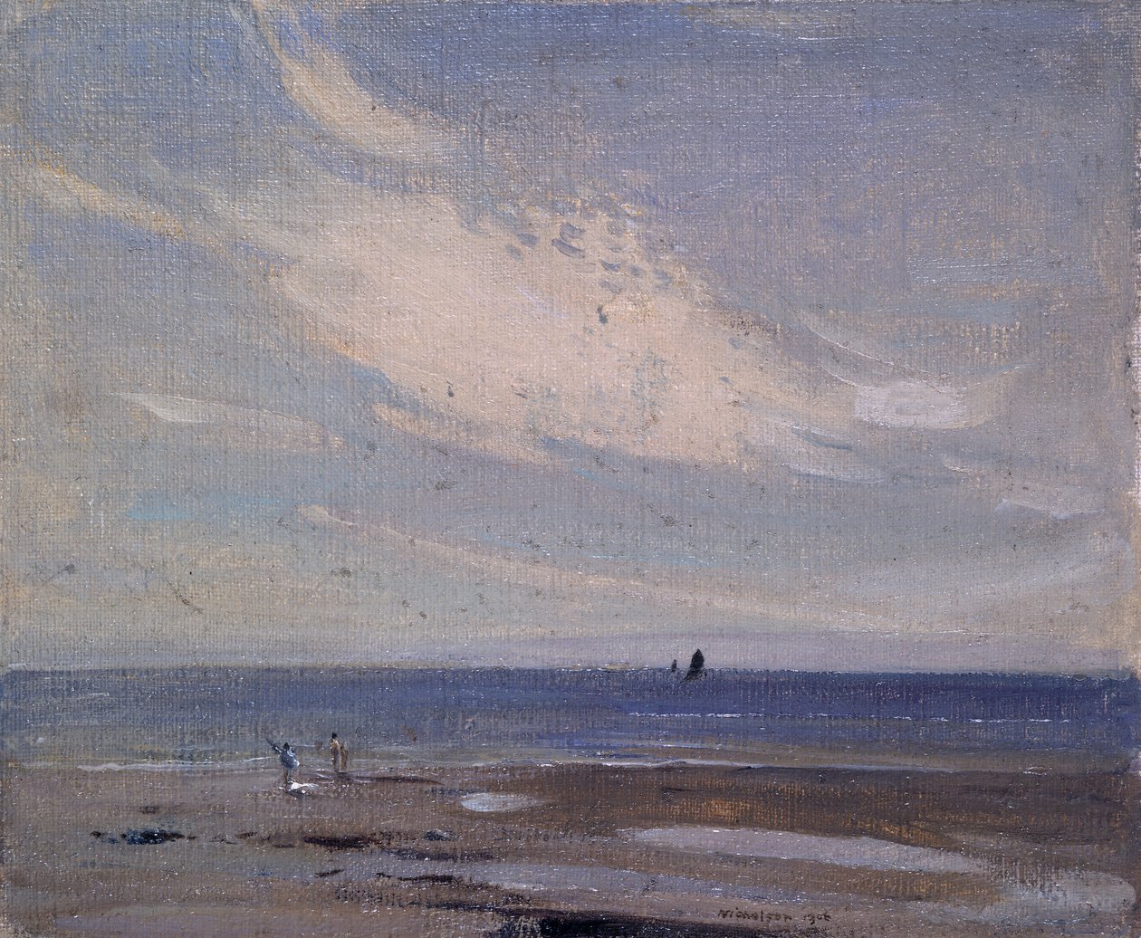 Cena da costa (Óleo sobre tela sobre tábua) de William Nicholson