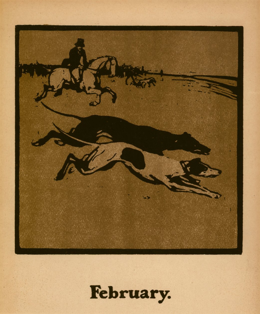 Curso (fevereiro), c.1898 (lito a cores) de William Nicholson