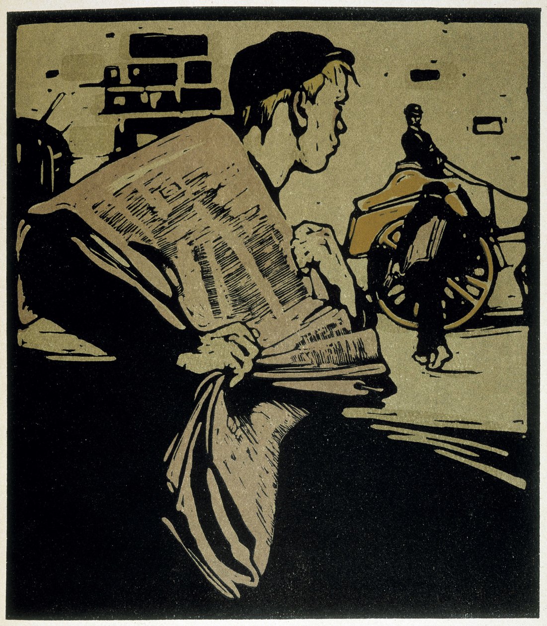 Newspaper Crier, Londres - em "Types of London", de William Nicholson (1872-1949), ed Floury de William Nicholson