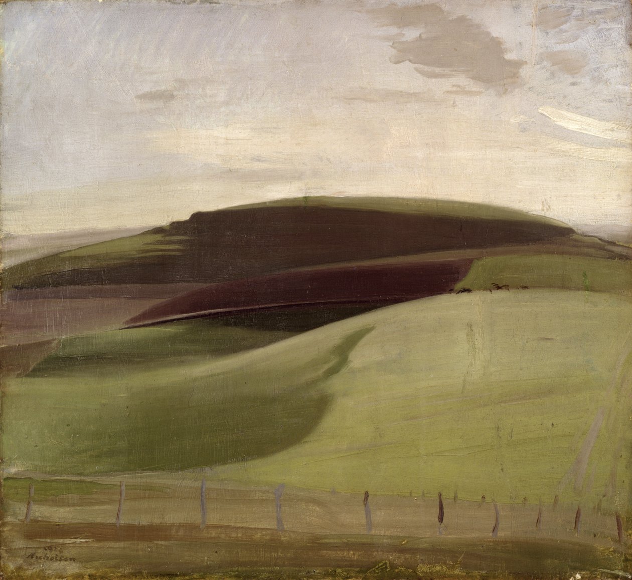 On the Downs (Wiltshire Landscape) 1924 (óleo sobre tela) de William Nicholson