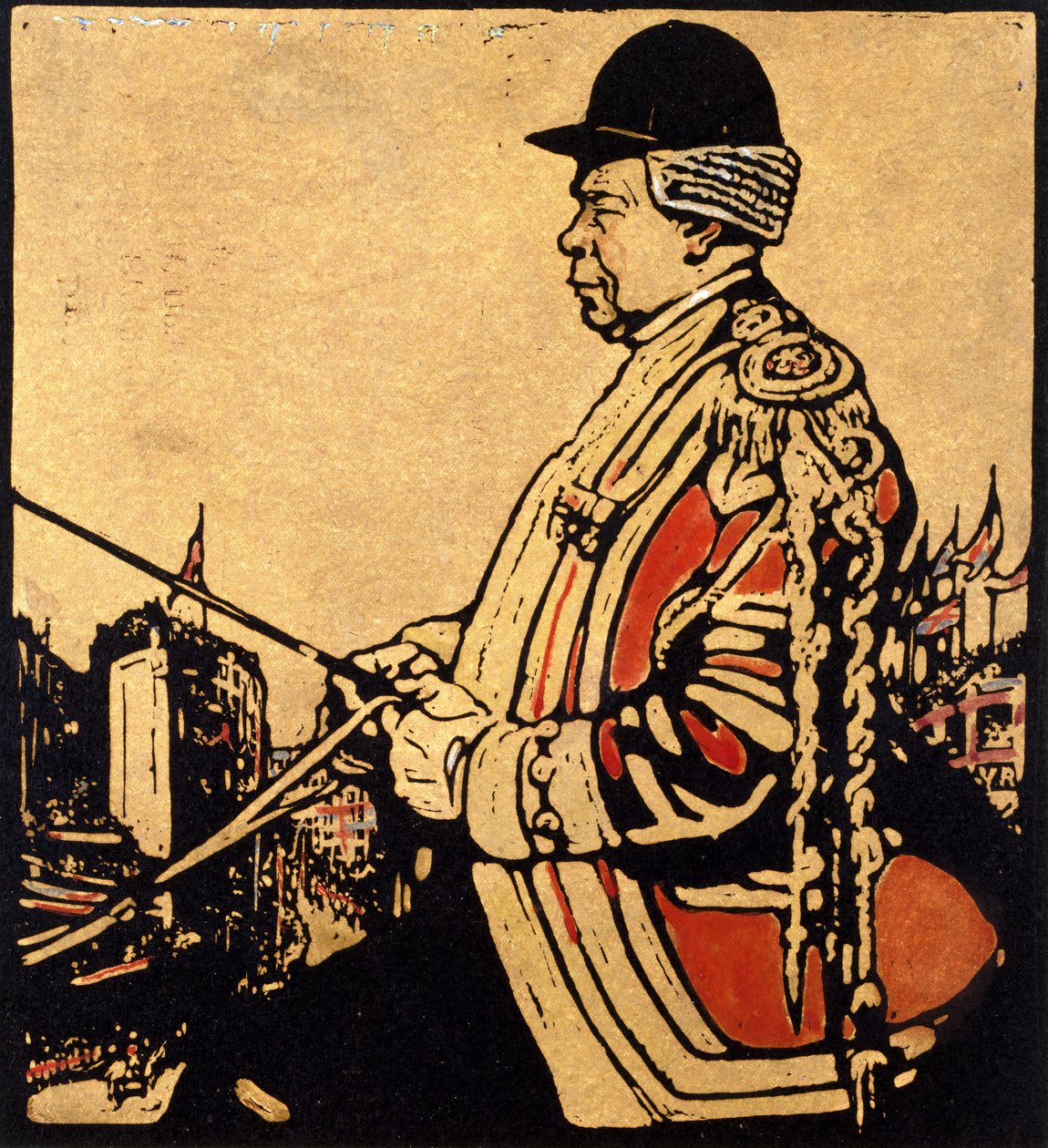 Cocheiro da Rainha Vitória (xilogravura) de William Nicholson
