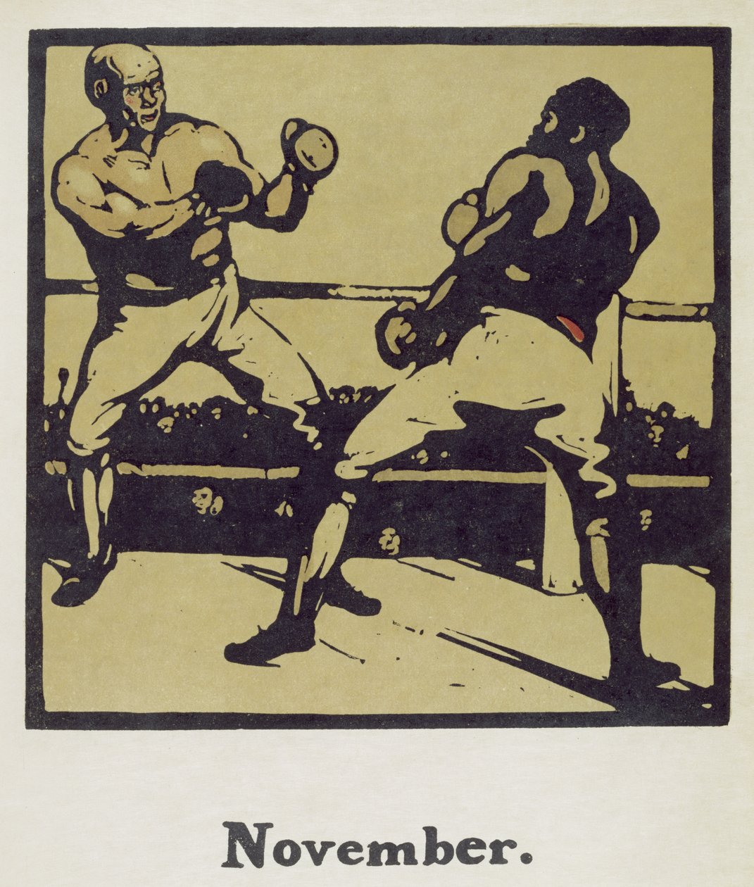 O Mês de Novembro, de "Um Almanaque dos Doze Desportos", com palavras de Rudyard Kipling, publicado pela primeira vez por William Heinemann de William Nicholson