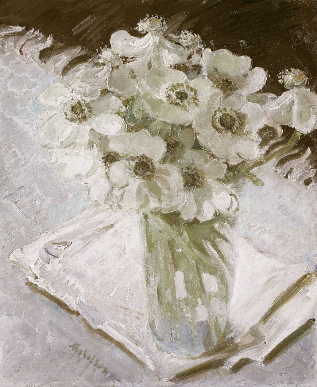 Anémonas brancas (óleo sobre tela) de William Nicholson