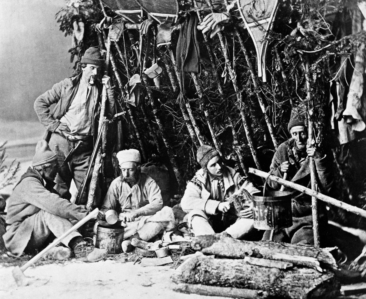 Life of the Trapper in Canada, foto de Nottman, por volta de 1890. de William Notman
