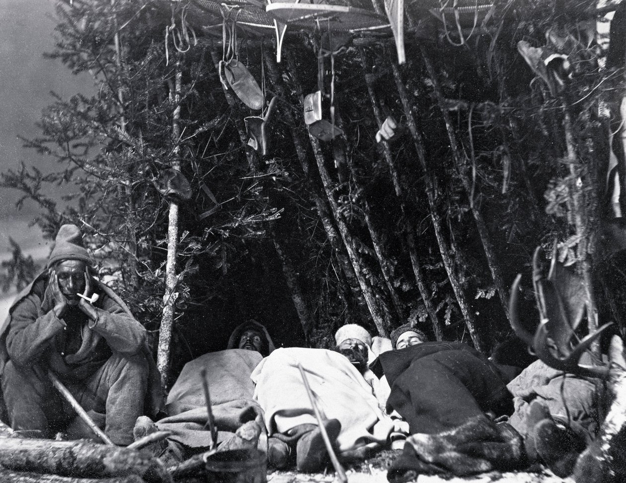 Life of the Trapper in Canada, foto de Nottman, por volta de 1890. de William Notman