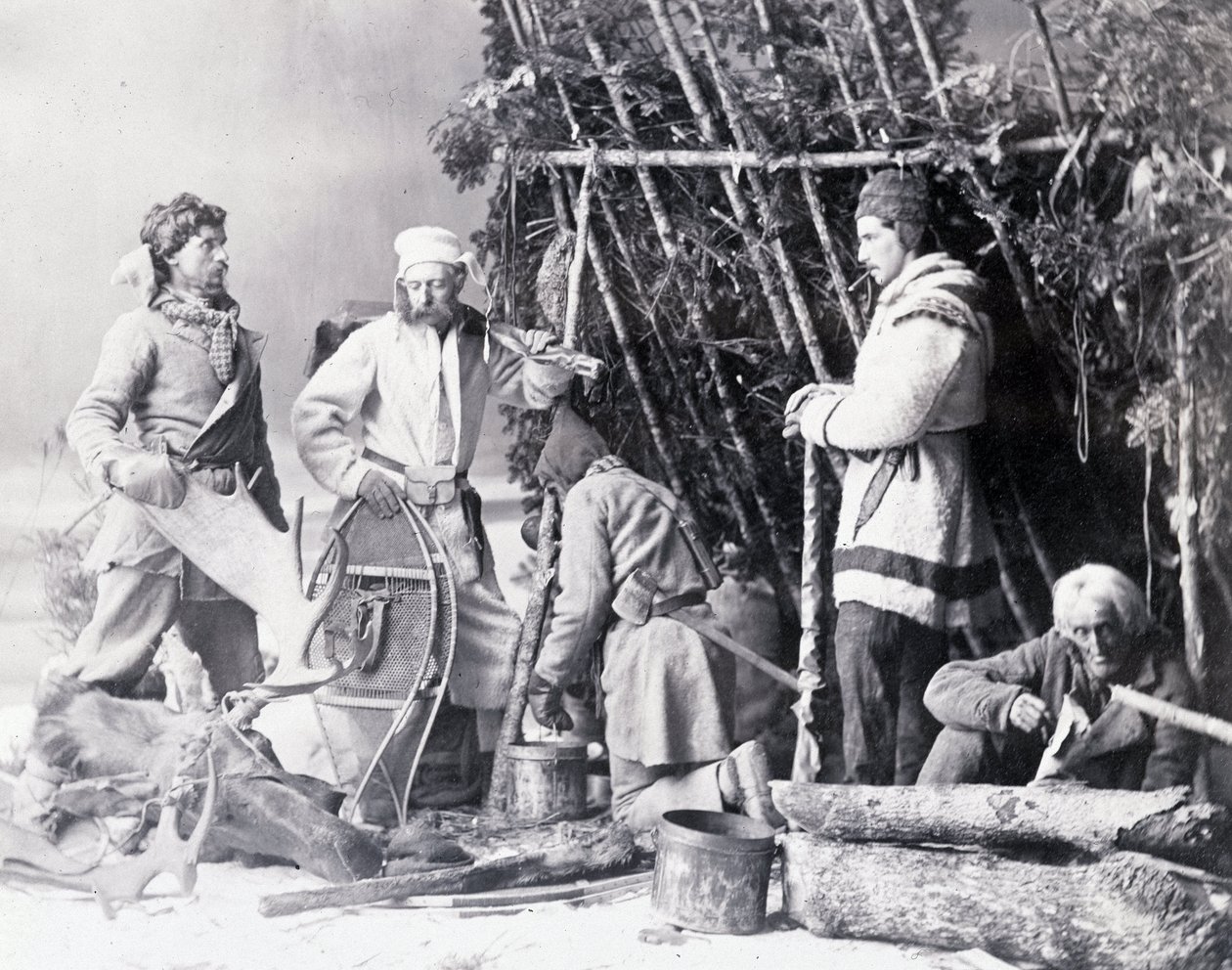 Life of the Trapper in Canada, foto de Nottman, por volta de 1890. de William Notman