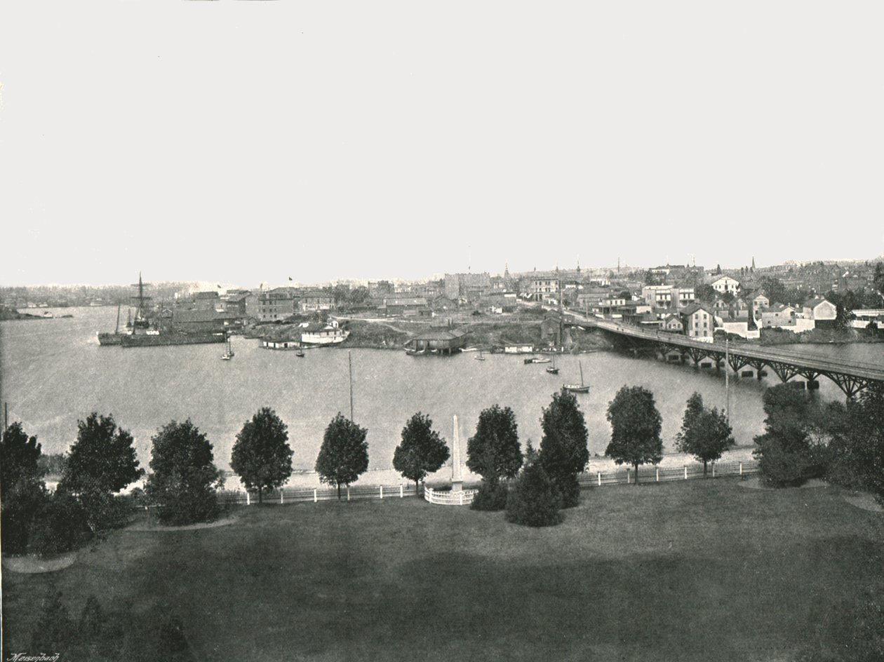 Vista dos edifícios do governo, Victoria, Canadá, 1895. de William Notman and Son