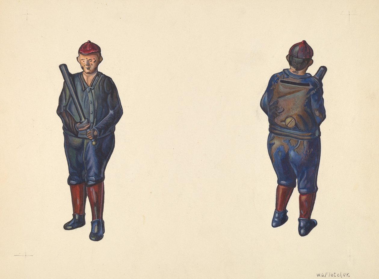 Banco de Moedas do Jogador de Basebol, c. 1938. de William O. Fletcher
