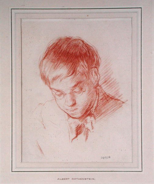 Retrato de Albert Rothenstein (Rutherstone) (1881-1953) 1899 (lápis vermelho sobre papel) de William Orpen