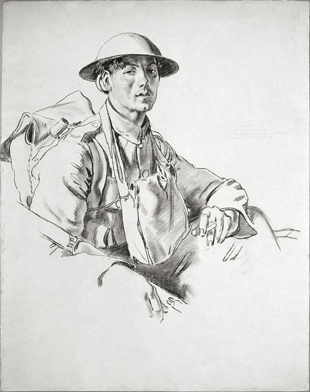 Os Manchesters, Arras. - Acabou de sair das trincheiras perto de Arras. Passou pelas batalhas de Ypres e Somme intocadas. Indo para casa em Sheffield para se casar. de William Orpen