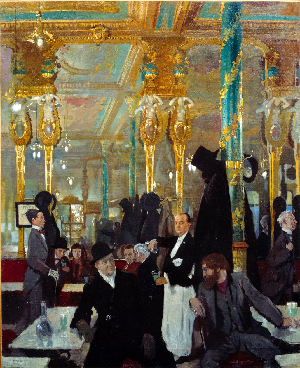 O café real em Londres. Pintura de Sir William Orpen (1878-1931) de William Orpen