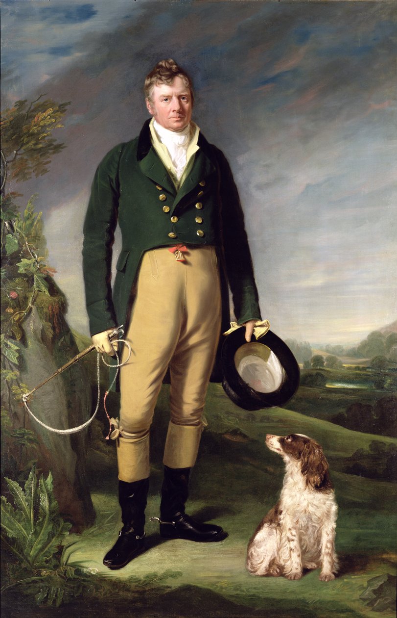Um homem desconhecido com seu cachorro de William Owen