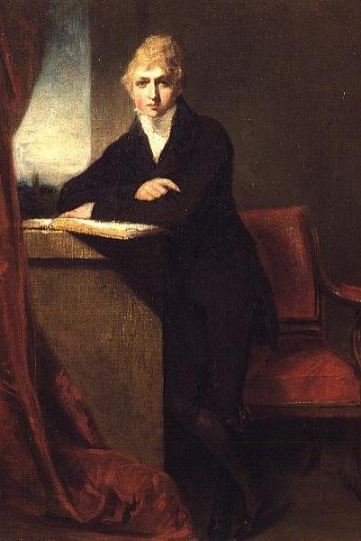 Retrato de Charles Townley (1784-1861) em um interior (óleo sobre tela) de William Owen