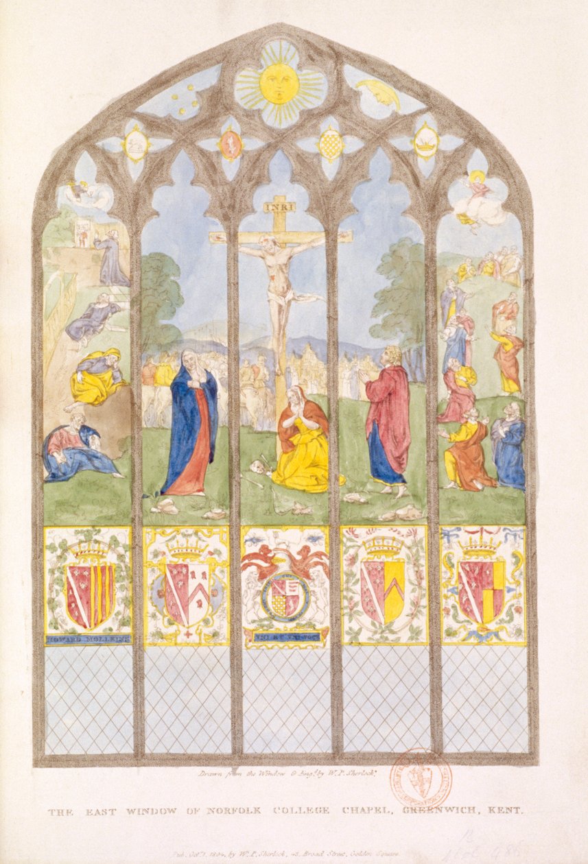 A janela leste da Capela do Norfolk College, Greenwich, Londres, 1804 de William P Sherlock