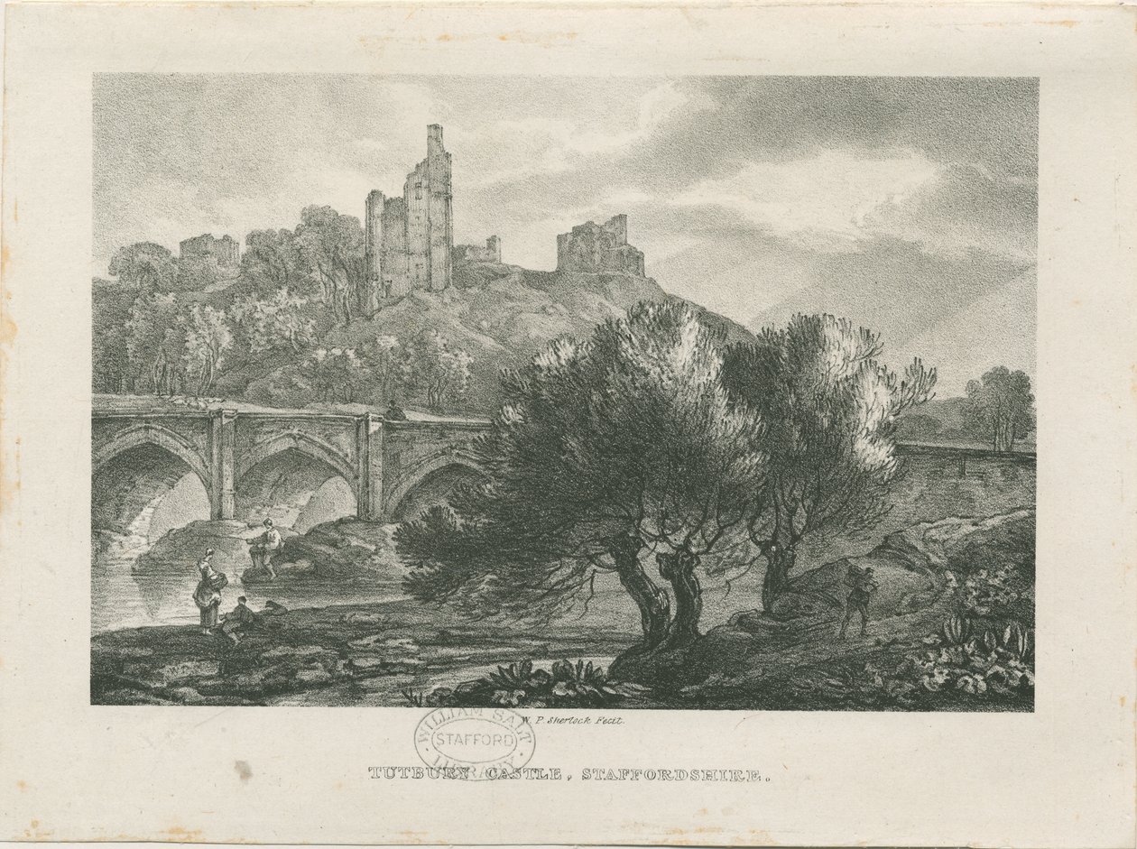 Castelo de Tutbury - vista sul: zincógrafo, nd [início do século XIX] de RC