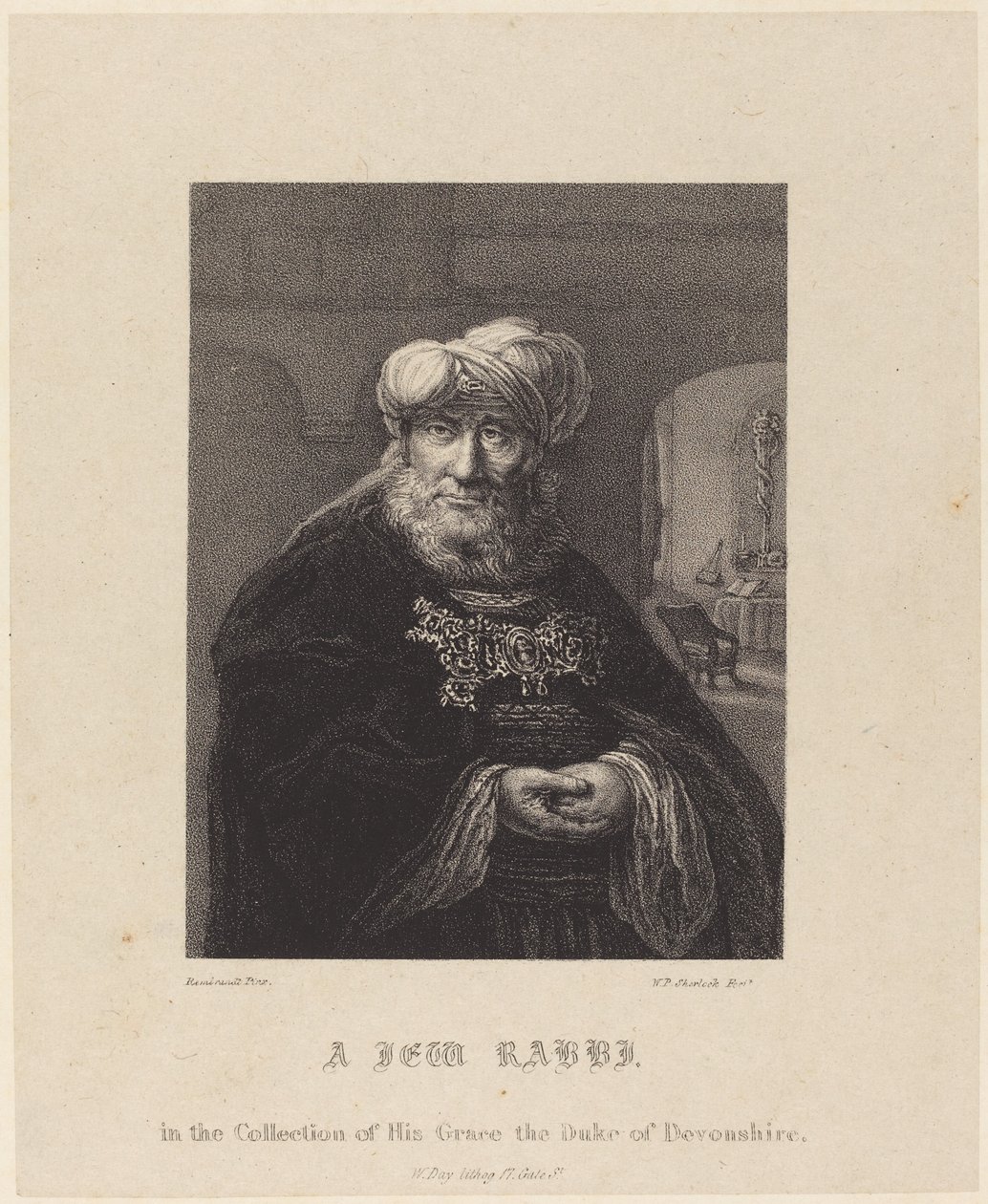 Um rabino judeu de William P. Sherlock after Rembrandt van Rijn