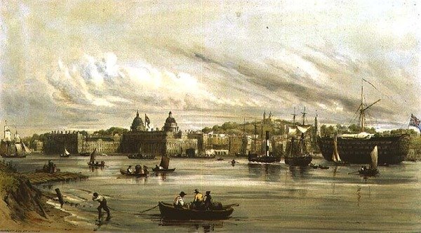 Greenwich e o Dreadnought (litho) de William Parrott