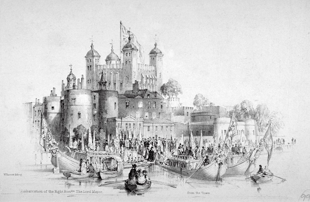 Lord Mayor Thomas Johnson e sua comitiva embarcando da Torre de Londres, 1840 de William Parrott