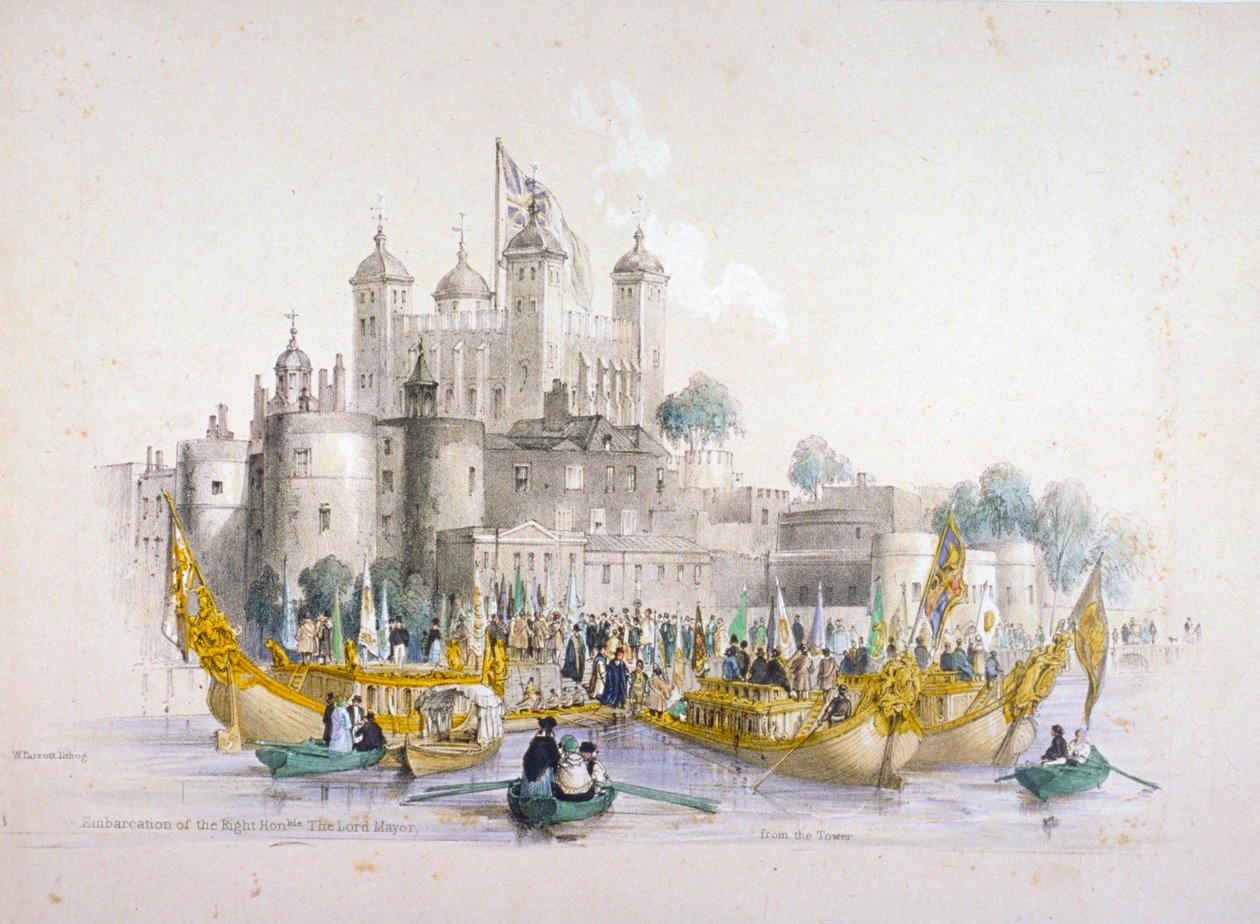 Lord Mayor Thomas Johnson e sua comitiva embarcando da Torre de Londres, 1840 de William Parrott